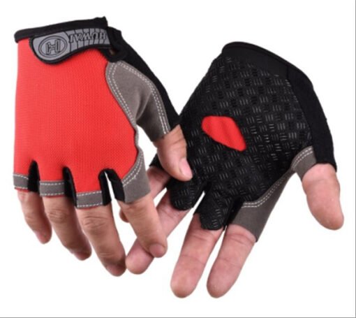 Half finger shock absorbent, non slip, dew finger breathable gloves