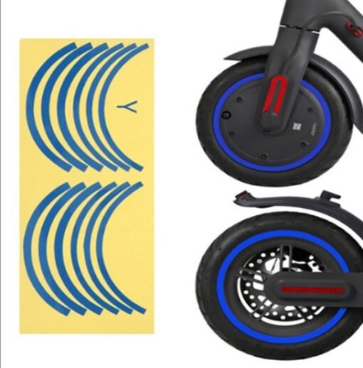 Motor and rear wheel hub reflective sticker 2x6PCS blue