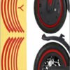 Motor and rear wheel hub reflective sticker 2x6PCS red