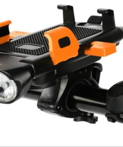 Multi-function mobile phone holder with power bank with horn Black + orange
